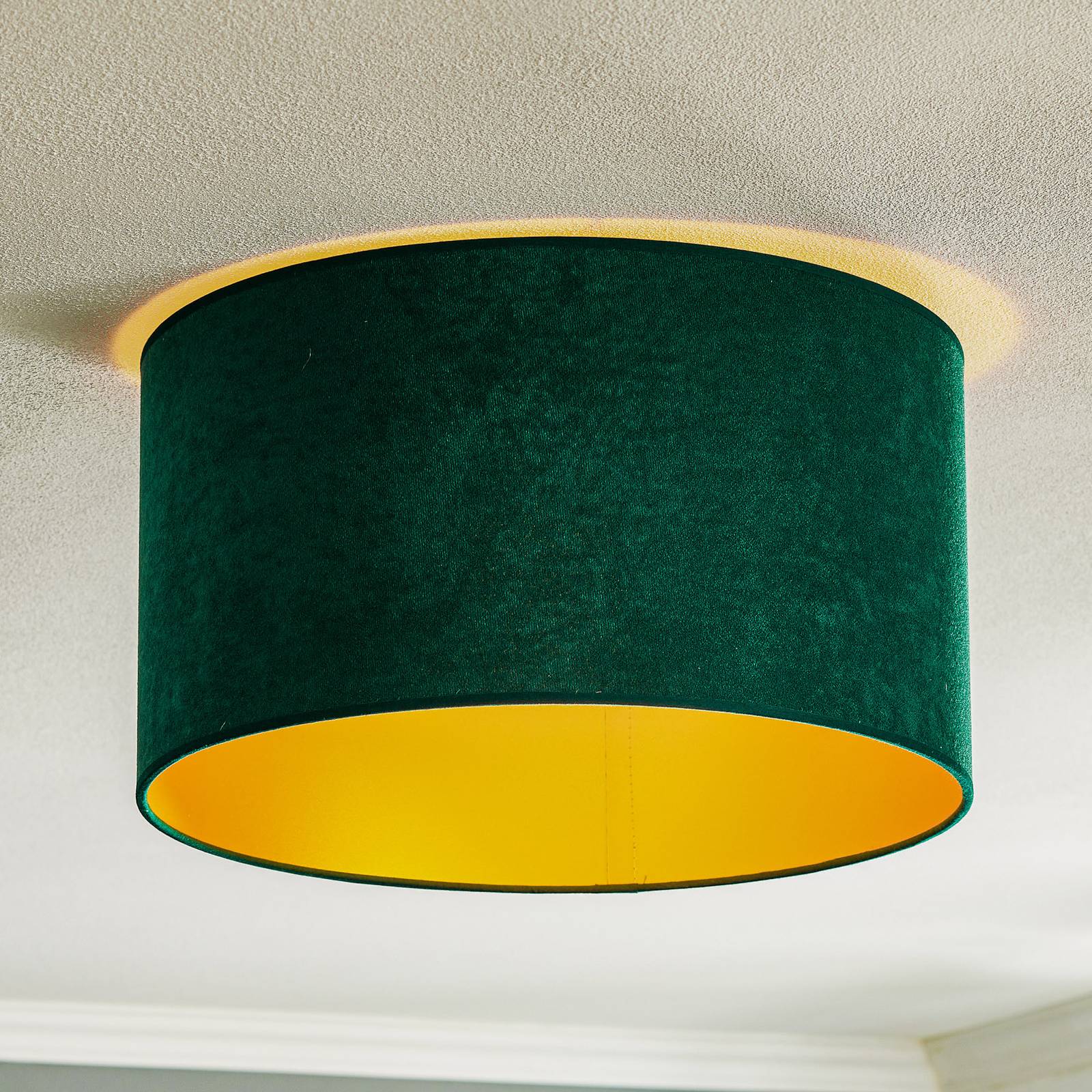 Deckenlampe Golden Roller Duolla, dimmbar, grün, für Wohn- / Esszimmer, Textil / Stoff / Seide, Deckenlampe