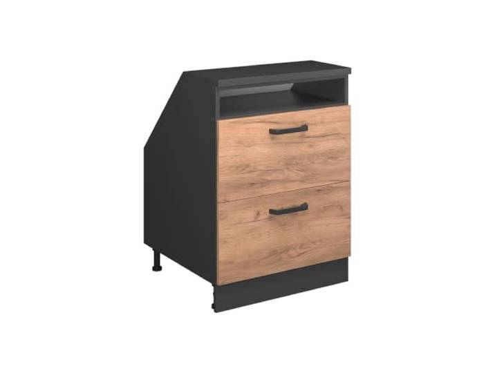 Vicco Küchenschrank für Dachschrägen R-Line, Goldkraft Eiche, 60 cm 2 Schubladen · Extra Tiefe – 60 cm · Höhenverst. Füße · Leichter Zugriff · Frei kombinierbar