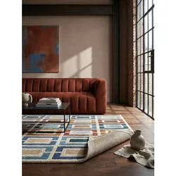 Wollteppich geometrisch Blau-Bunt 200 x 290 cm - DERWENT   Kadima