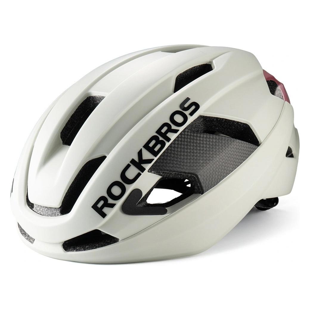 Rockbros Kask rowerowy LK-15 z włókna węglowego 58-62 cm - jasnoszary (58 - 62 cm) (5907769382444)