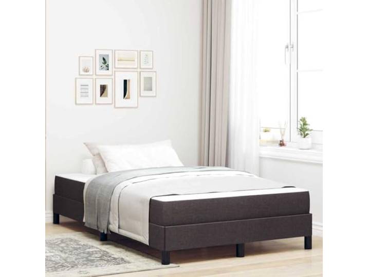 Atmungsaktiver Stoff Holzwerkstoffrahmen Minimalistisches Design 120 x 200 Boxspringbett mit Matratze Dunkelbraun 120x200 cm Stoff Bett mit Taschenfederkern Lattenrost Doppelbett Modern