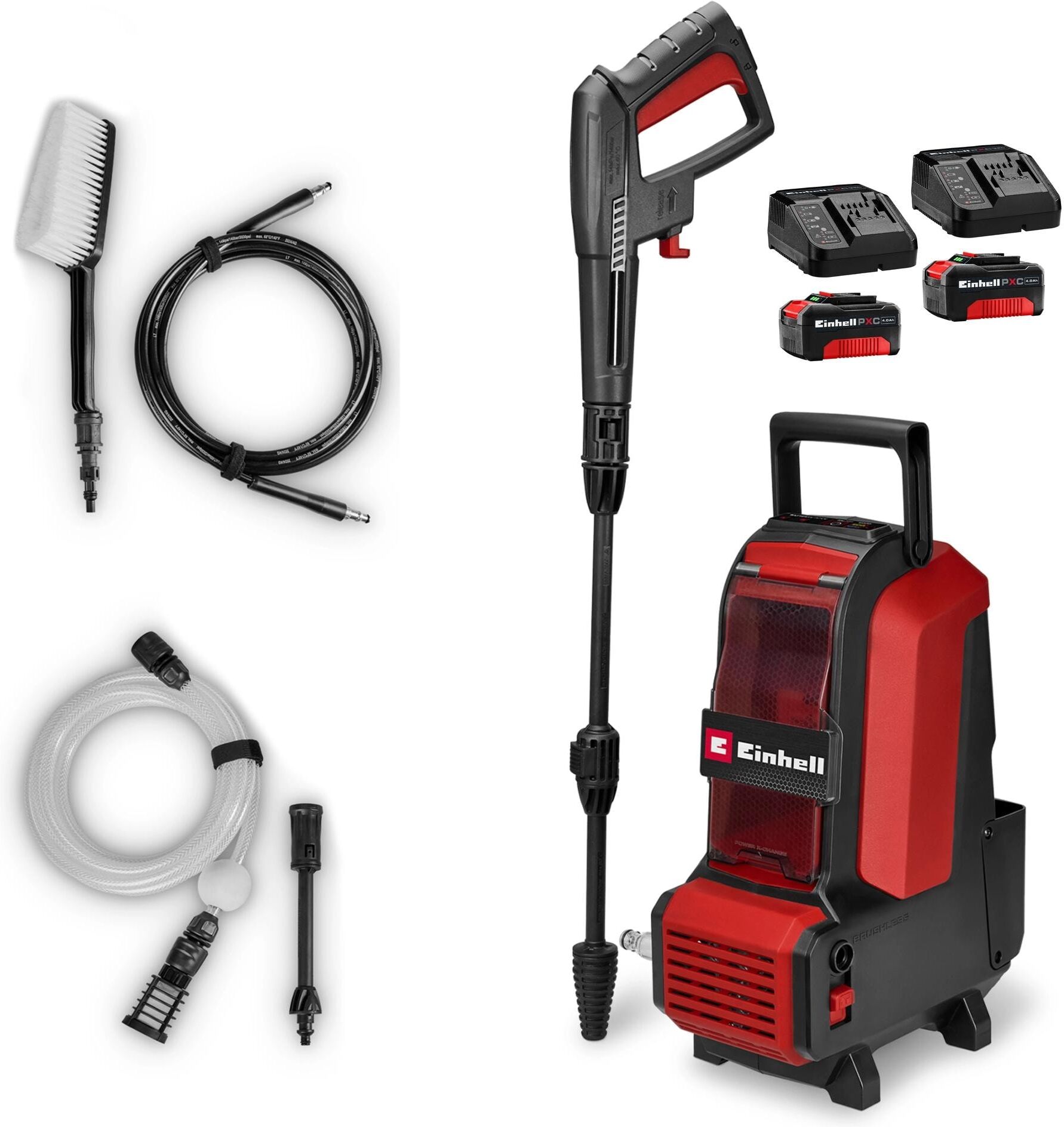 Hochdruckreiniger EINHELL "HYPRESSO 36/105 Akku, Brushless, 105 bar", rot (rot, schwarz), Hochdruckreiniger, Hochdruckreiniger rot, schwarz Einheitsgröße
