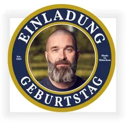 Einladungskarte Geburtstag: Bierdeckel mit Foto in Creme