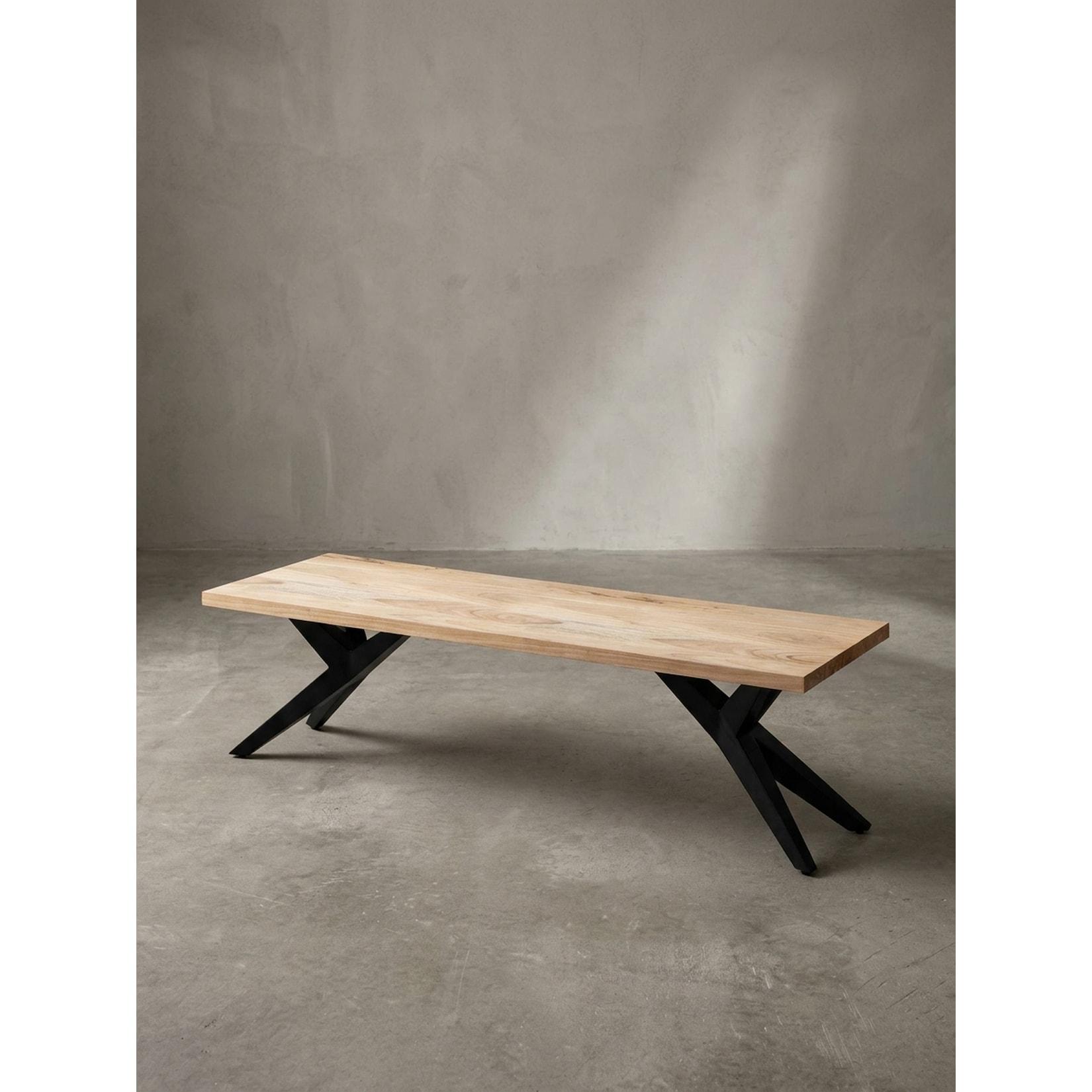 Esszimmerbank Massivholz Metall Loft-Stil, Akazie 120x45x45 cm