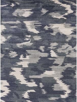 Exquisite Rugs Bamboo Silk hand-knotted Bamboo Silk Navy Blue Area Rug