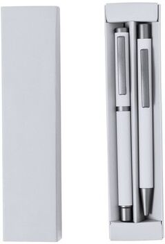 Set Stylos Publicitaires Personnalisés Bostit aluminium blanc