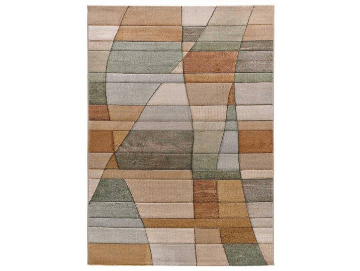 Atticgo Webteppich Kupferfarbe Sora 140/200 cm, Mehrfarbig, Kupferfarben, Grün, Beige, Abstrakt, Rechteckig, 140x200 cm, antistatisch, für Fußbodenheizung geeignet, leicht zusammenrollbar, Teppiche und Böden, Teppiche
