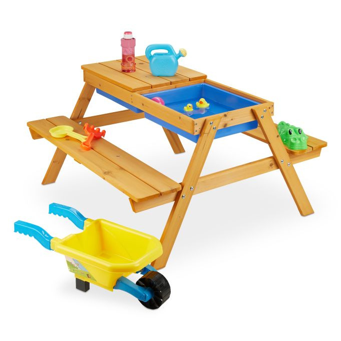 Relaxdays Picknicktafel voor kinderen van hout, Bruin