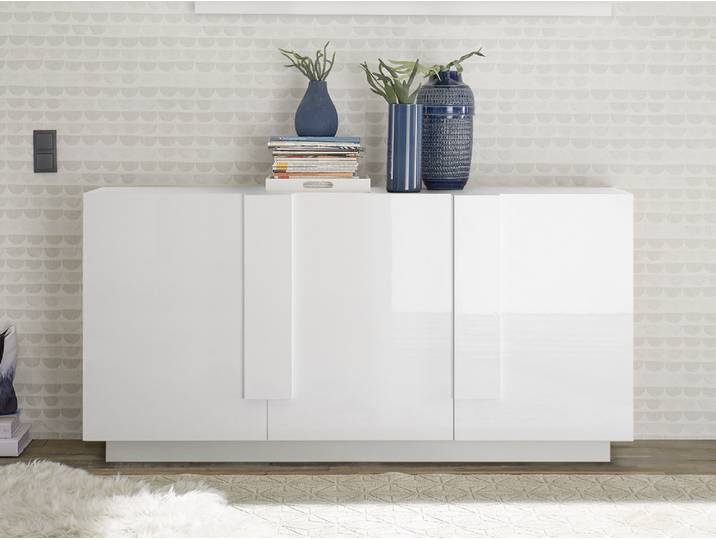 Bahut 3 portes Kaspi blanc brillant - Basika