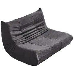STILVORA Doppel-Beanbag-Sofa Teddy-Fleece Grau 149x114x82 cm