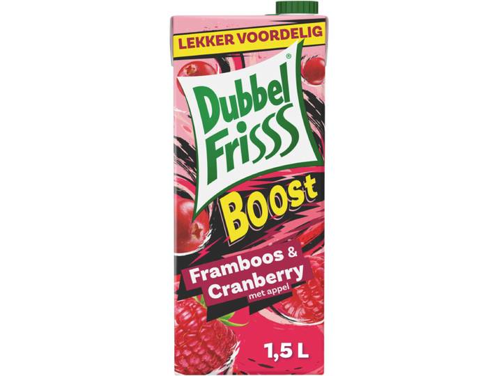 DubbelFrisss Boost Framboos Cranberry Sap - 1.5 L