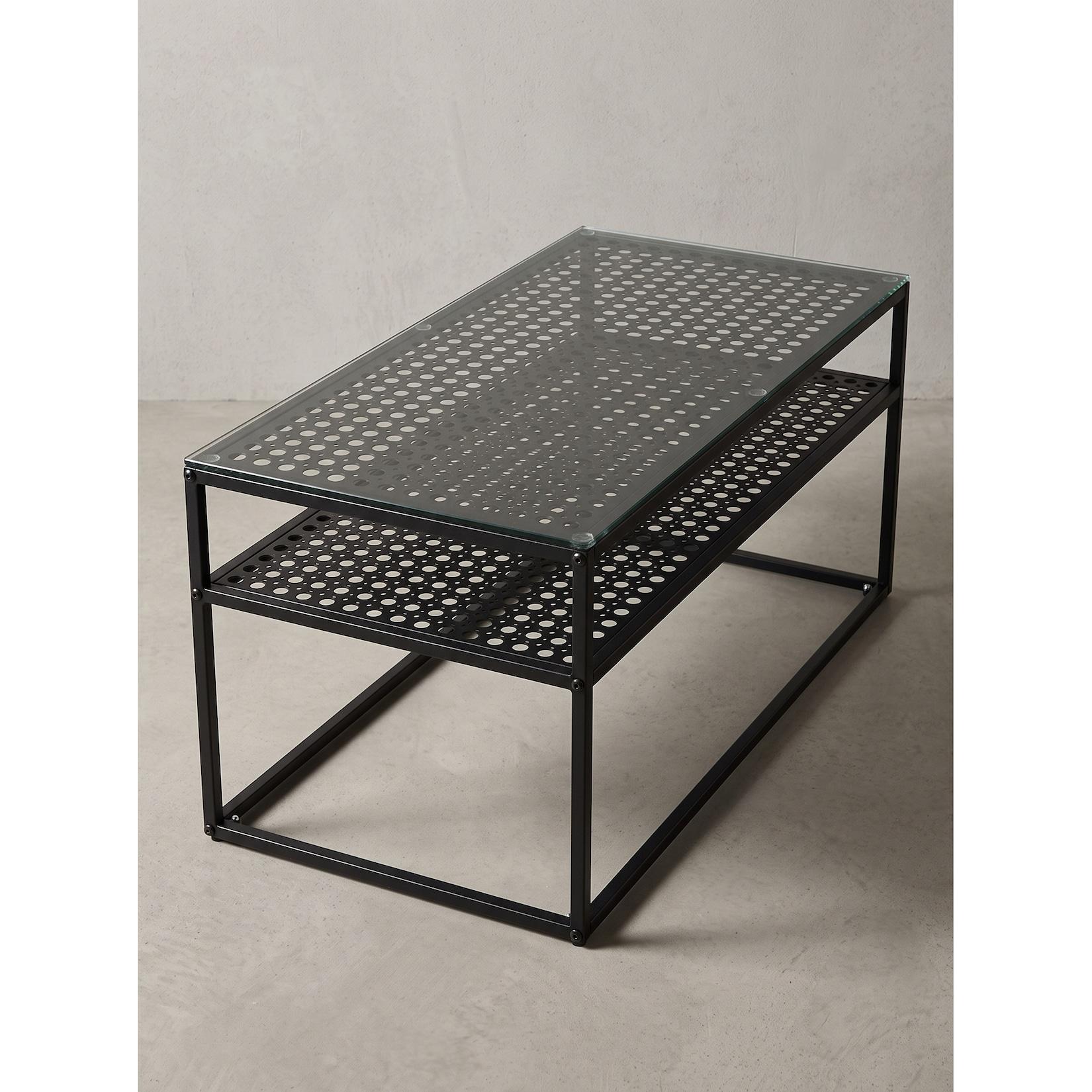 Couchtisch Sicherheitsglas Schwarz 100x50x45 cm - ALCUDIA Kadima