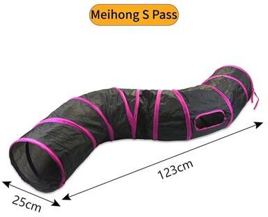 Inspired Living S Shape Cat Tunnel With Crinkle Paper Foldable Hideout & Chase Toy For Indoor Cats meihong S Tunnels