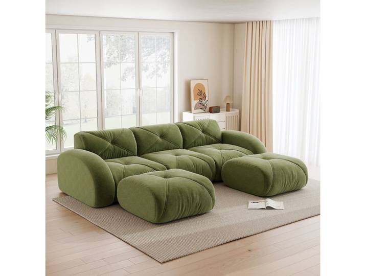 Canape modulable SENVIRO trois places esprit nuage vert