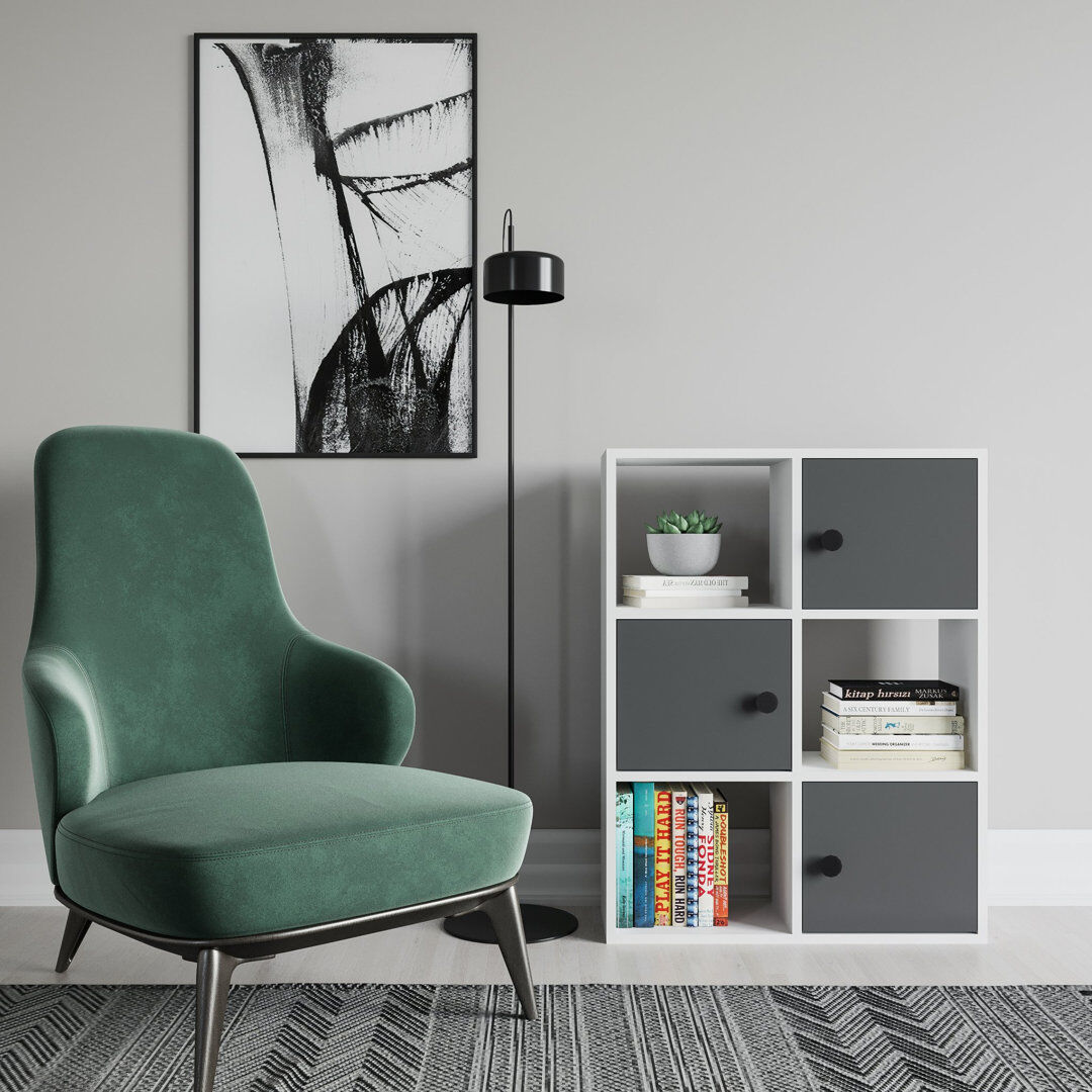 Blue Elephant Tilton Bookcase White/Anthracite (3 Shelves) 28"H x 37"W x 10"D