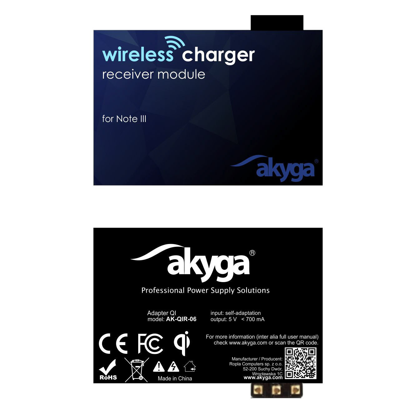 Akyga AK-QIR-06 Interne AC-adapter, 5 V, Zwart