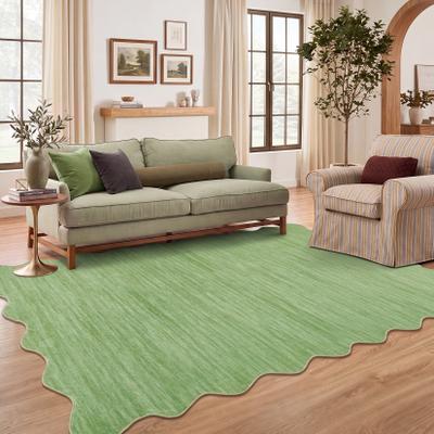 Garvee Scalloped Modern Washable Area Rugs for Living Room