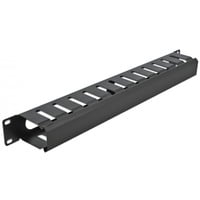 19" Kabelmanagement Rangierpanel mit 2 Öffnungen, Kabelführung schwarz, 1 HE