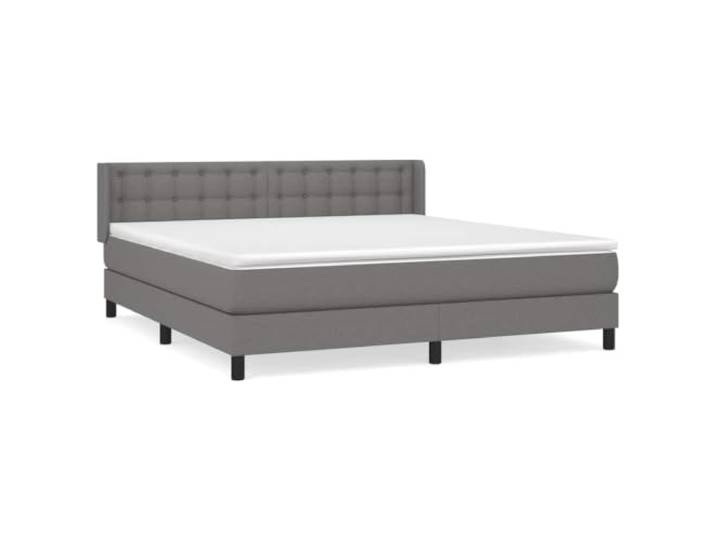 PUGYNBK Boxspringbett, Dunkelgrau, 180 x 200 cm Höhenverstellbares Kopfteil, Taschenfederkernmatratze, mittlere Festigkeit, gepolstert