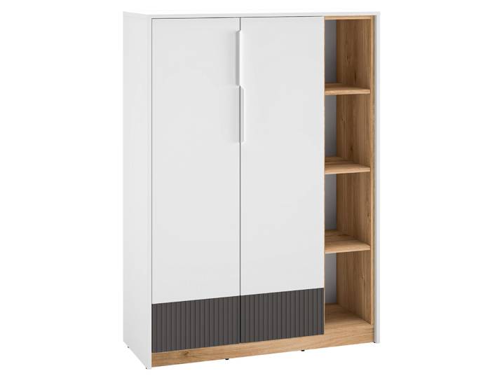 Zweiturige Kommode Torino mit gerillten Nischen, 101 cm, Eiche