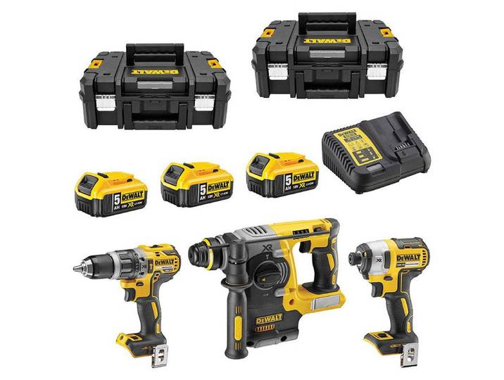 DEWALT DCK368P3T - Akku-Werkzeugset 18V XR\, 3 Maschinen\, 3x 5\,0Ah\, TSTAK