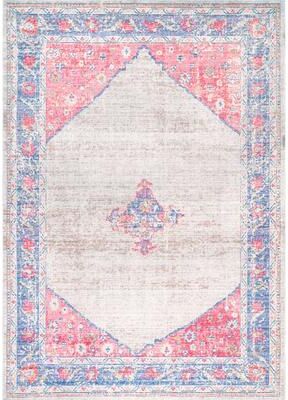 Nuloom Grey Transitional Classical Medallion Fading Folktime Border Area Rug