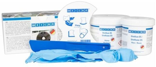 WEICON Urethan 85, pastöse Polyurea Reparatur- und Beschichtungsmasse, Arbeitspackung, 0,5 kg, schwarz (10800005)