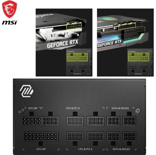 MSI MAG A650GL 650W 80 PLUS Gold Fully Modular ATX Power Supply - Black