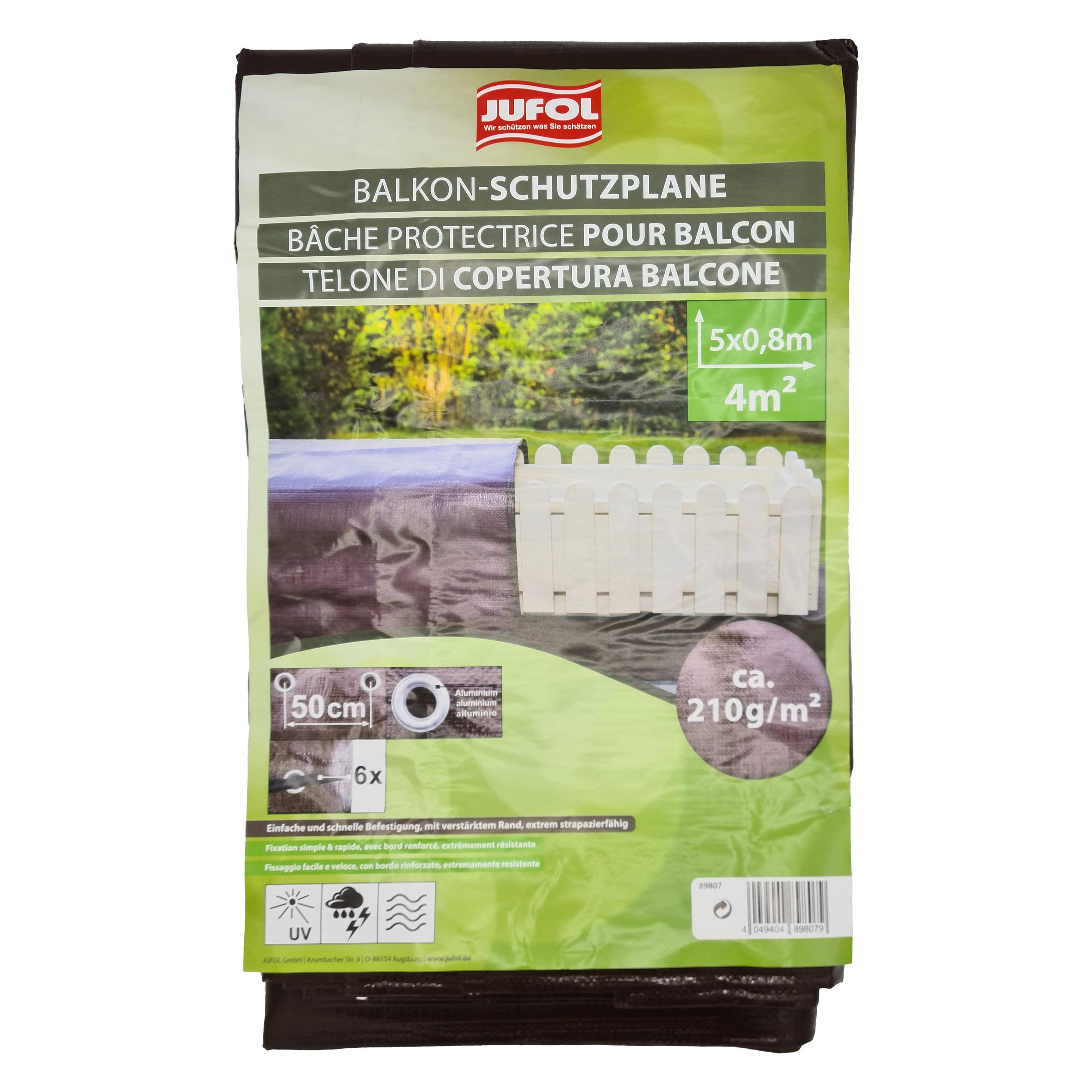 Jufol Balkon-Schutzplane 0,8x5 m braun dreilagig wasserdicht reissfest mit Ösen (5 x 0.80 m) (JUFOL Balkon-Schutzplane 0,8x5 m)