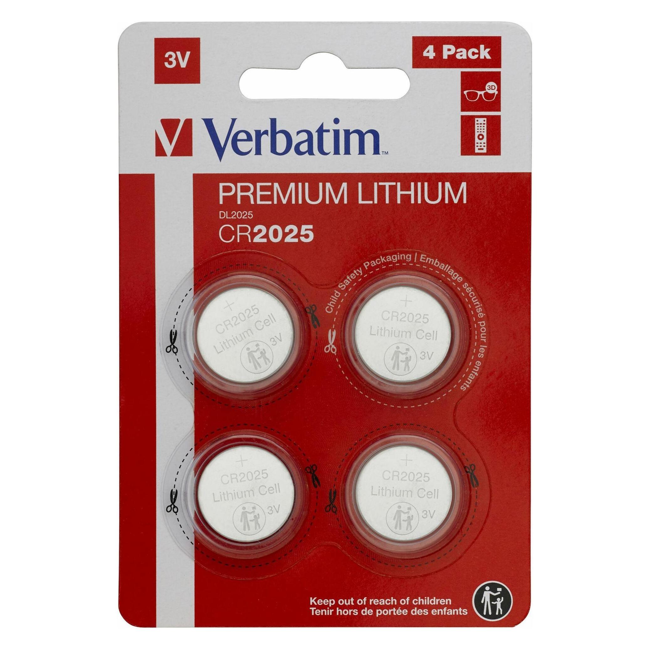 Verbatim CR2025 - Einwegbatterie - CR2025 - Lithium - 3 V - 4 Stück(e) - Silber (4 Stk., CR2025, 160 mAh) (49532)