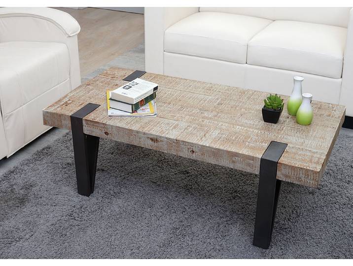Couchtisch HWC-A15b, Wohnzimmertisch, Tanne Holz rustikal massiv MVG- 40x120x60cm