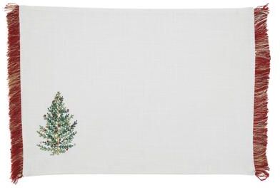 Saro Lifestyle "Embroidered Christmas Tree Placemats Set of 4 - Holiday Placemats for Festive Dining & Entertaining - 13""x19"""