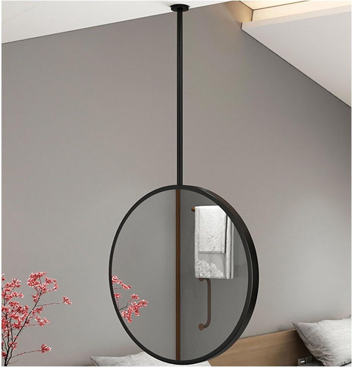 Ronde Hangspiegel Zwart - Make-up Spiegel voor Badkamer Decoratie - 50 x 50 cm