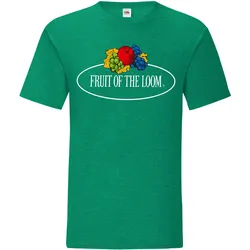 Fruit of the Loom Iconic 150 T-Shirt mit Vintage-Logo auf der Brust, retro grün meliert - Vintage-Logo groß, XL