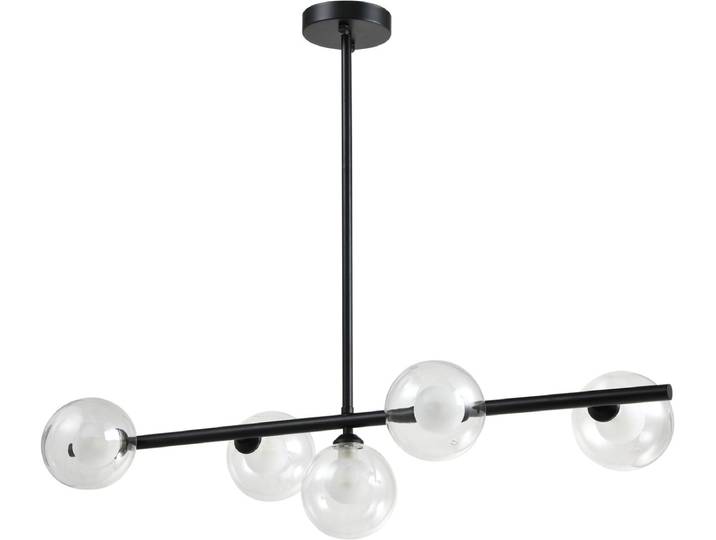 QUVIO Hanglamp met glazen bollen - Hanglamp - Hanglampen - Eettafel hanglamp - Hanglampen zwart - Hanglamp woonkamer - Woonkamer hanglamp - Metaal – Glas - Zwart