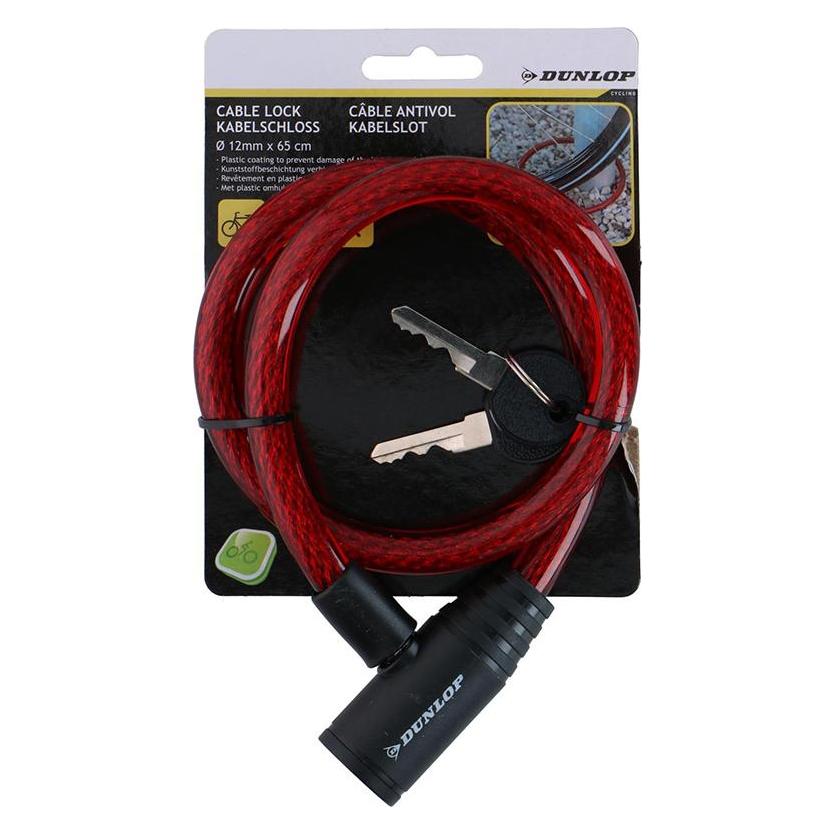 Dunlop - Spiral-Fahrradschloss mit Schlüssel 65 cm (rot) (43847822)