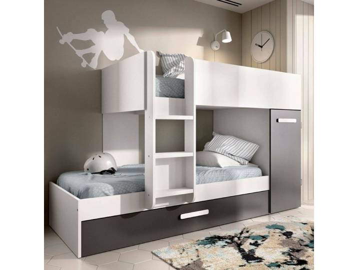 Ensemble Chambre Hikaa Dmora en Bois Blanchi 244x112x150h cm