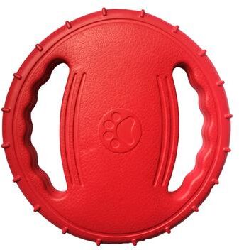 The Handy Homestead Dog Flying Disc With Double Handles Durable Toy For Dog Training And Outdoor Fun red