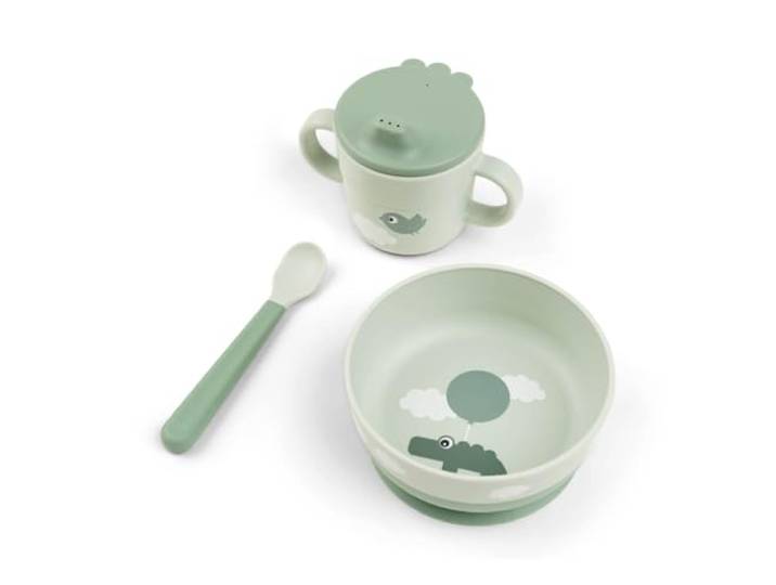 Done by Deer Foodie Coffret Repas Bebe - Set avec Bol Ventouse\, Tasse Verseur & Cuillère Ergonomique - Vaisselle Bebe Compatible Micro-Ondes & Lave-Vaisselle