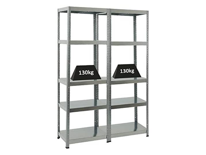 PROREGAL Mega Deal 2er-Sparset Metallregal Steel Eagle 180x60x40cm Fachlast 130kg Verzinkt Schwerlastregal, Küchenregal, Kellerregal, Steckregal, Garagenregal, Lagerregal