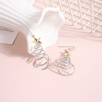 Multicon Wholesale Hub Creative Personalized Girl Gifts, Christmas Tree Star Pendant Earrings Women, Christmas Series Simple Advanced Rotating 12