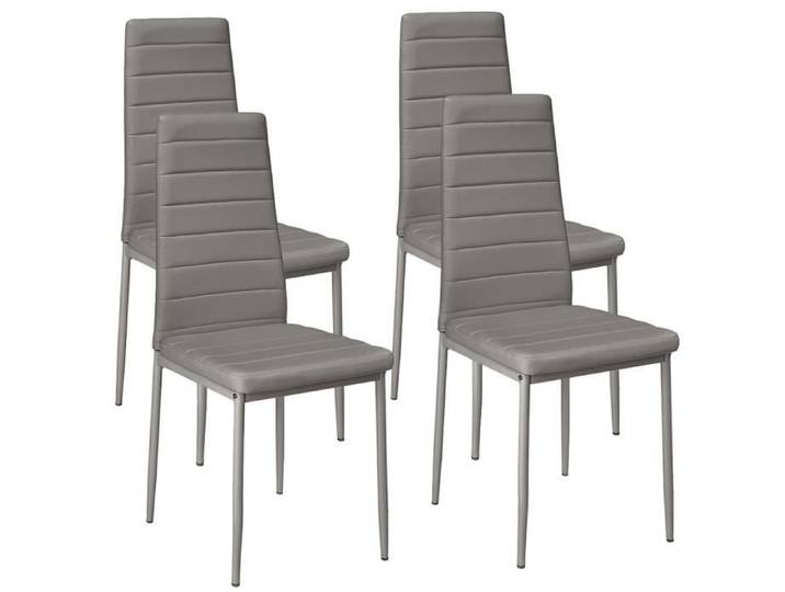 Chaises - Gris - Lot de 4 - Simili - Métal - Contemporain