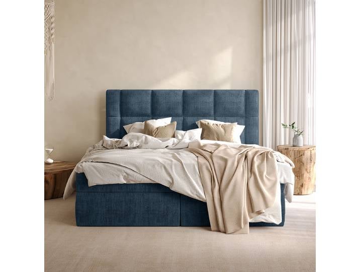 Boxspringbett 180 x 200cm Strukturstoff Blau