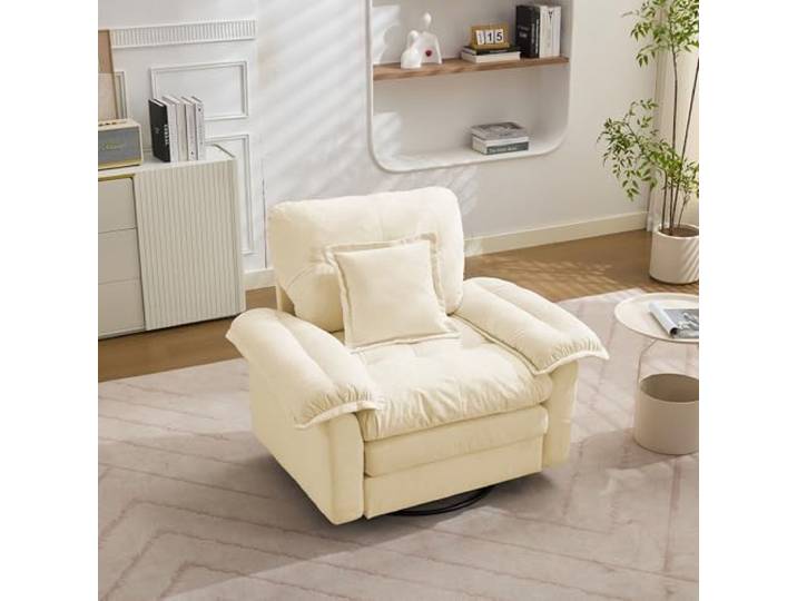Ball & Cast Kleine Couch, Mini Sofa mit 360° drehbarem Sitzsessel für Wohnzimmer, Schlafzimmer, Wohnung & Büro, Beige
