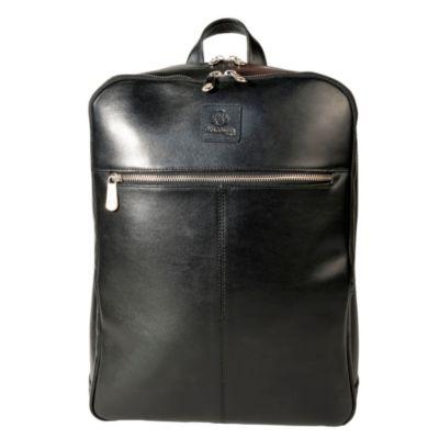 Exacompta Exactive Leder-Laptoprucksack schwarz, gepolstertes Laptopfach & Tabletfach, Organizer-Panel, wasserabweisend, Trolley-Schlaufe
