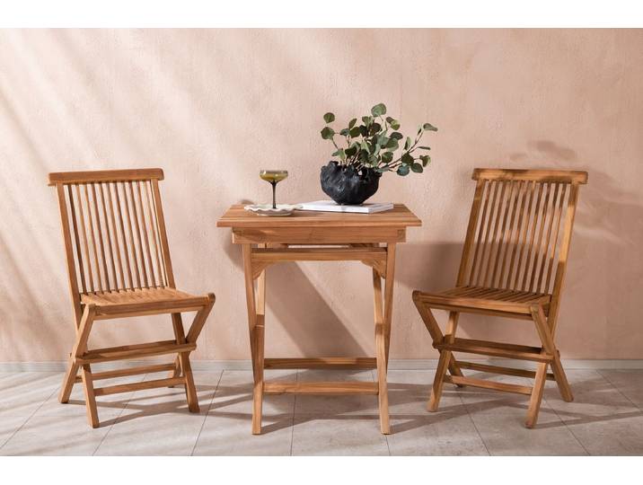 Garten Cafegruppe Wavaro – 3 teiliges Set aus Teakholz - Natur - Luxusbetten24