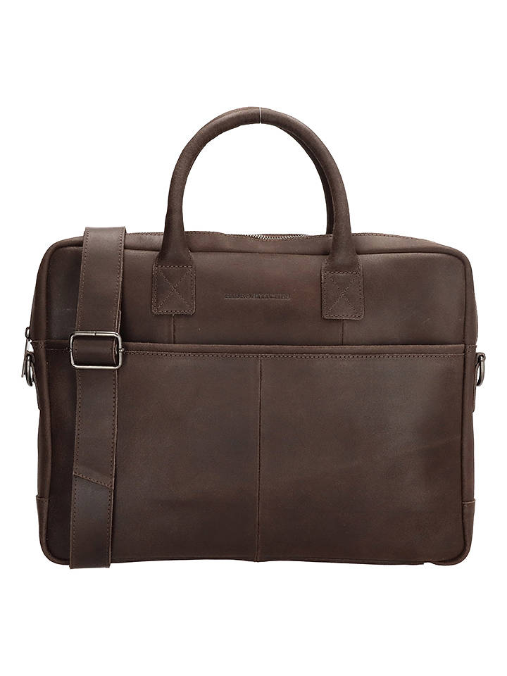HIDE & STITCHES Leder-Laptoptasche in Braun - (B)39 x (H)31 x (T)7 cm - onesize