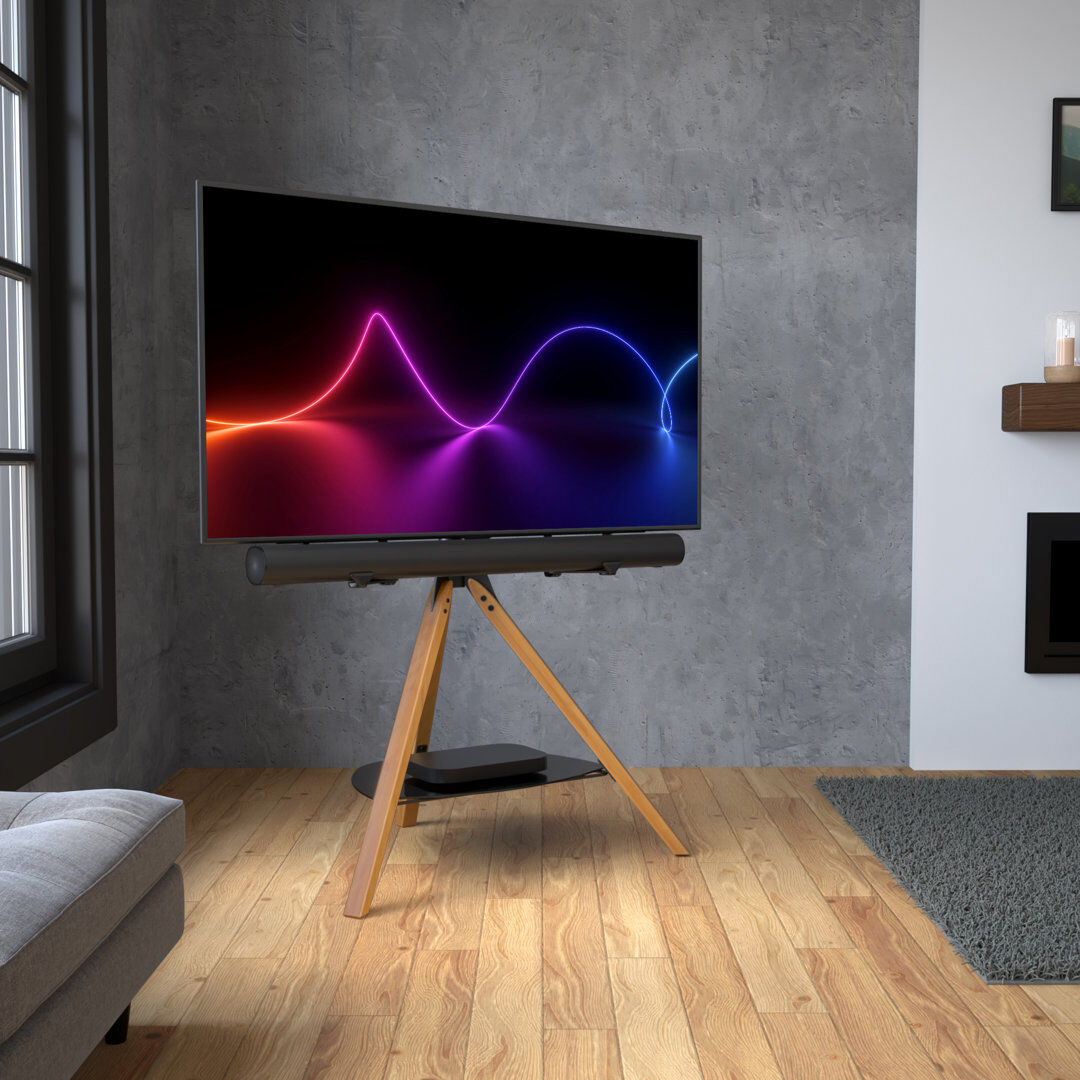 George Oliver Catasauqua Tripod TV Stand with Soundbar Holder for TVs up to 70" Light Wood 70"