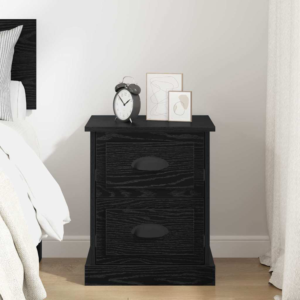 Lily Manor 39cm W Manufactured Wood Bedside Table Black Oak 47.5cm H X 39cm W X 39cm D