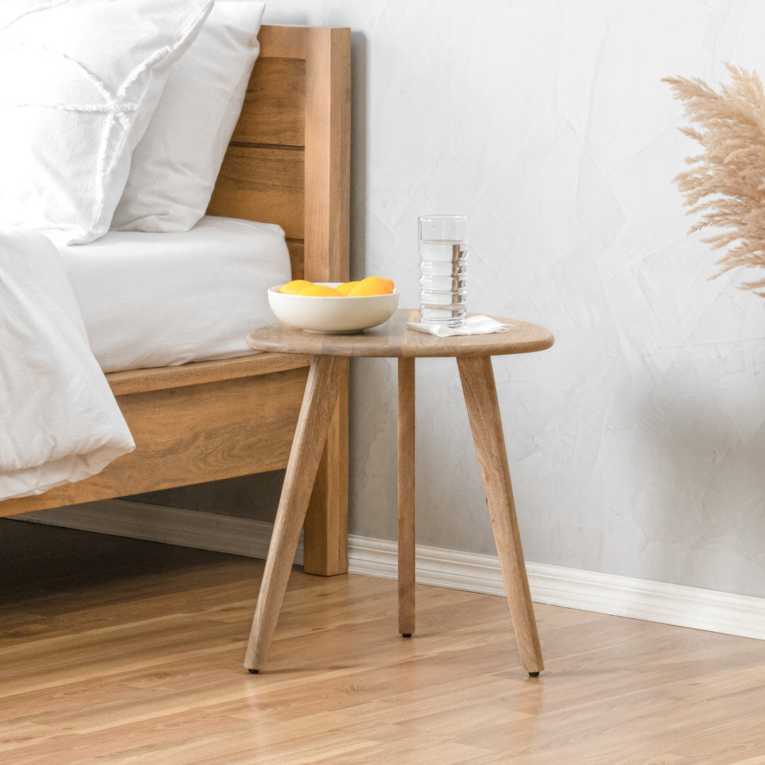 Wade Logan Alea Solid Wood Side Table Natural 45.75cm H X 40.75cm W X 40.75cm D